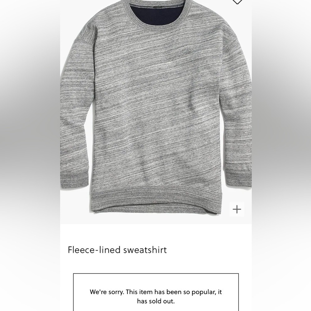 J. Crew Sweatshirt Fleece lined Crewneck Gray - Women’s Size Small